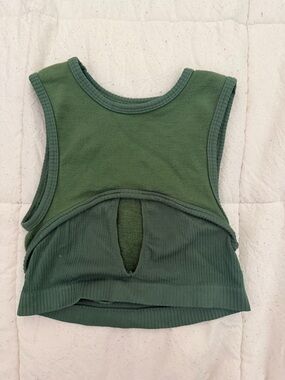 Urban Outfitters Green Ribbed Cutout Tank Top